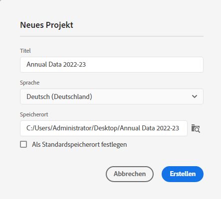 Erstellen eines neuen Projekts