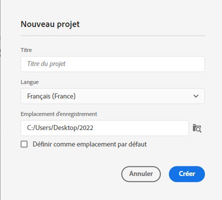 créer un nouveau projet