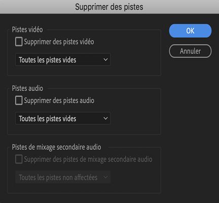 La boîte de dialogue Supprimer des pistes