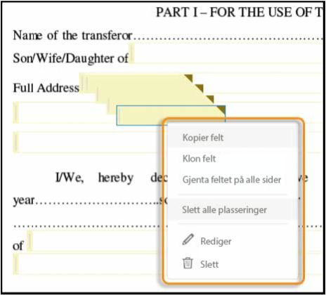 Slett alle felt som er lagt til i skjemaet