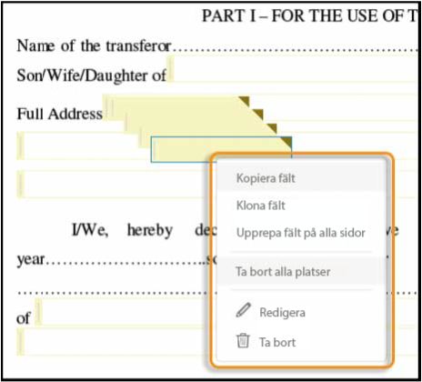 Radera alla fält som lagts till i formuläret