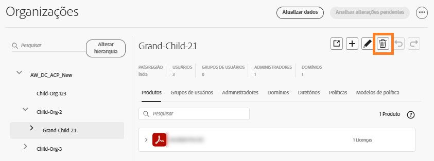 Excluir organização