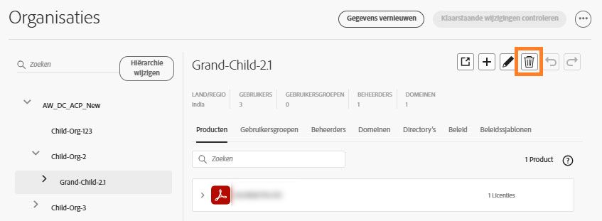 Organisatie verwijderen