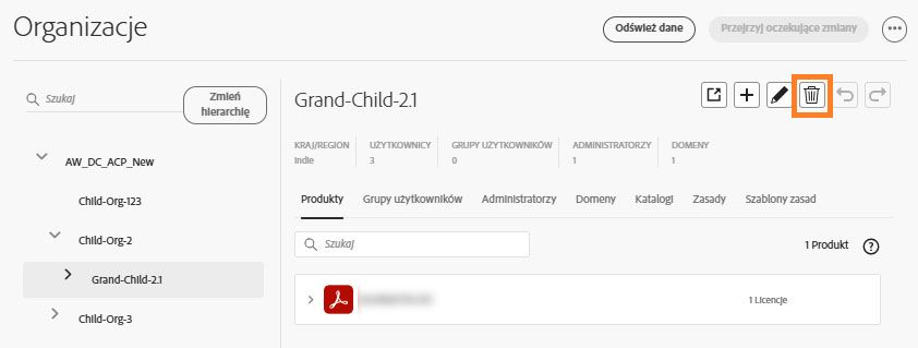 Usuwanie organizacji