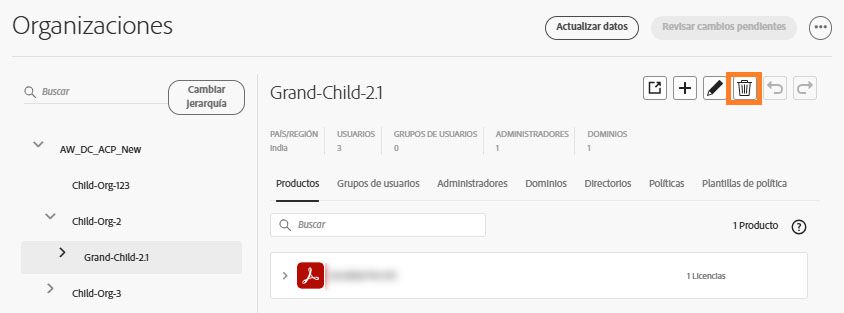 Eliminar organización