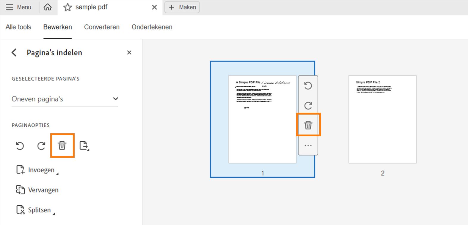 Pagina verwijderen uit PDF