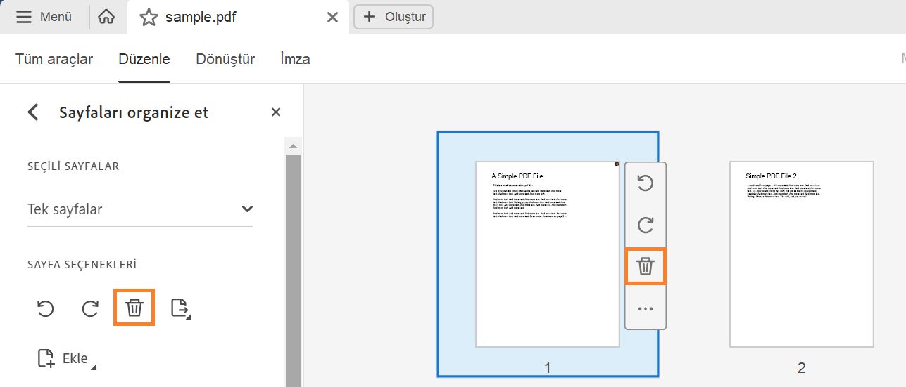 PDF'den sayfa silme