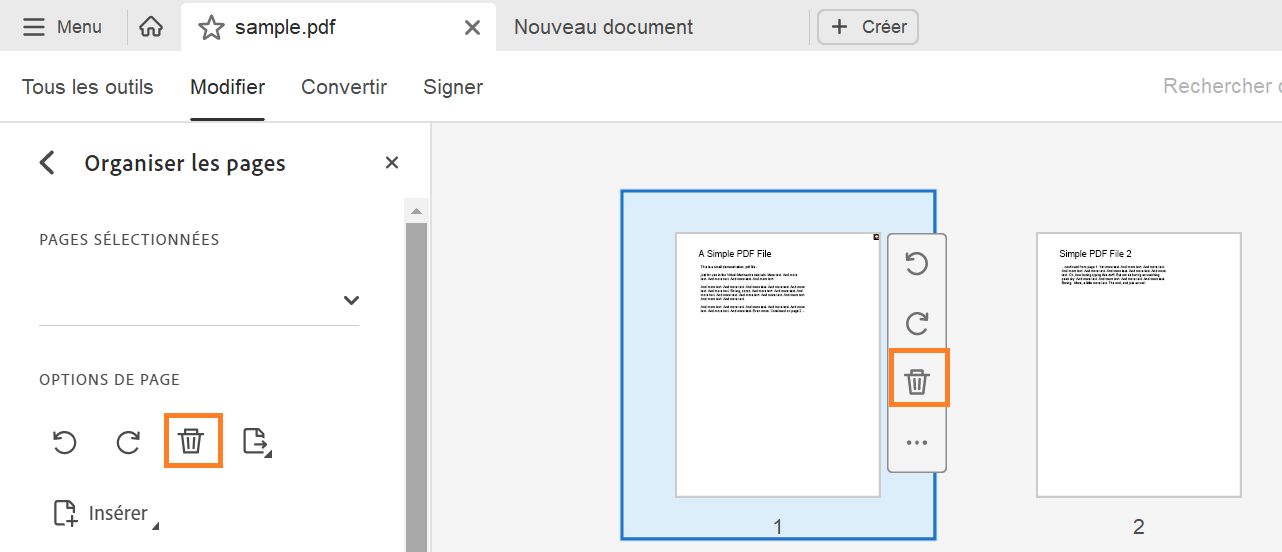 Suppression d’une page d’un PDF