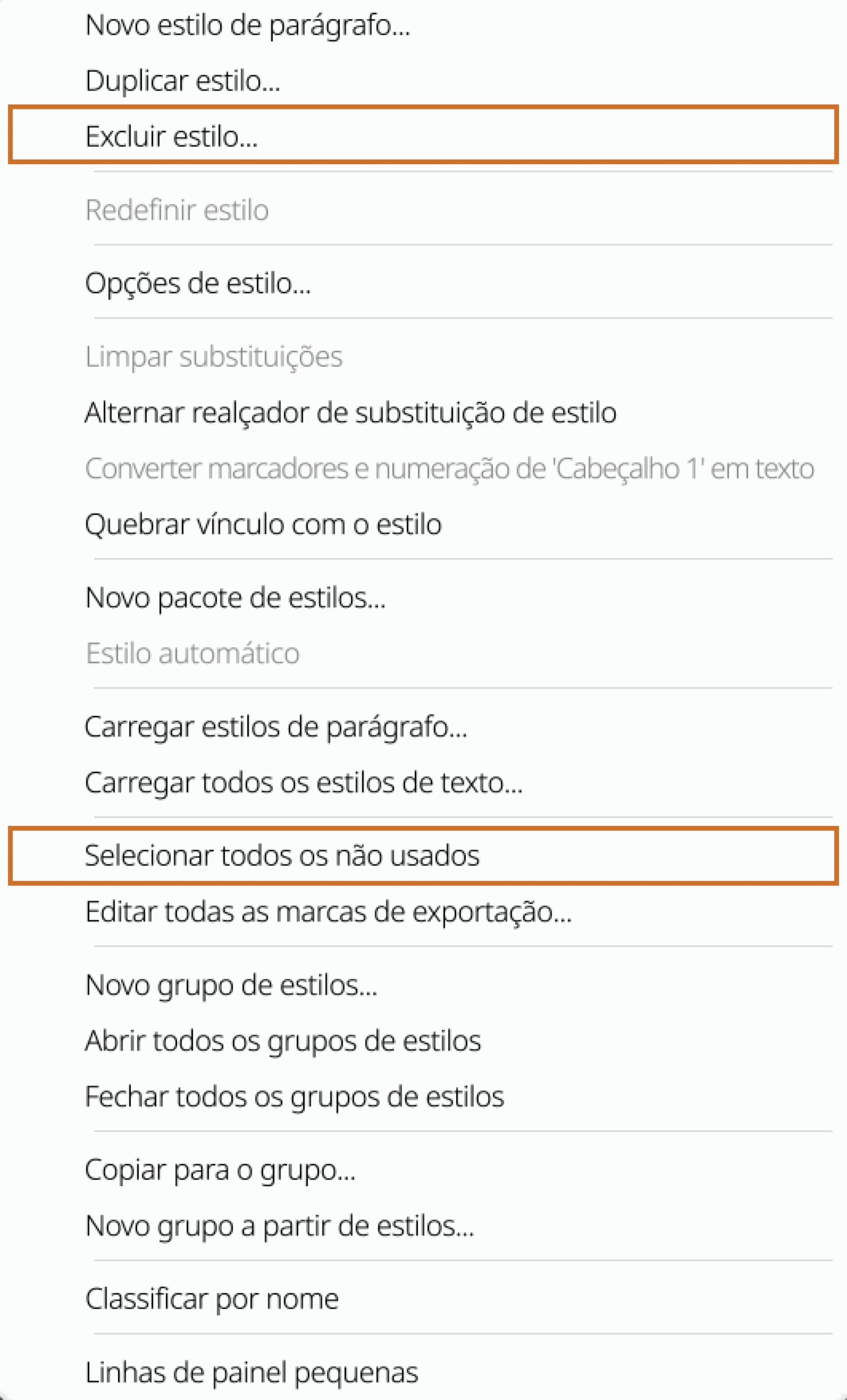Excluir estilos de caractere e de parágrafo no InDesign