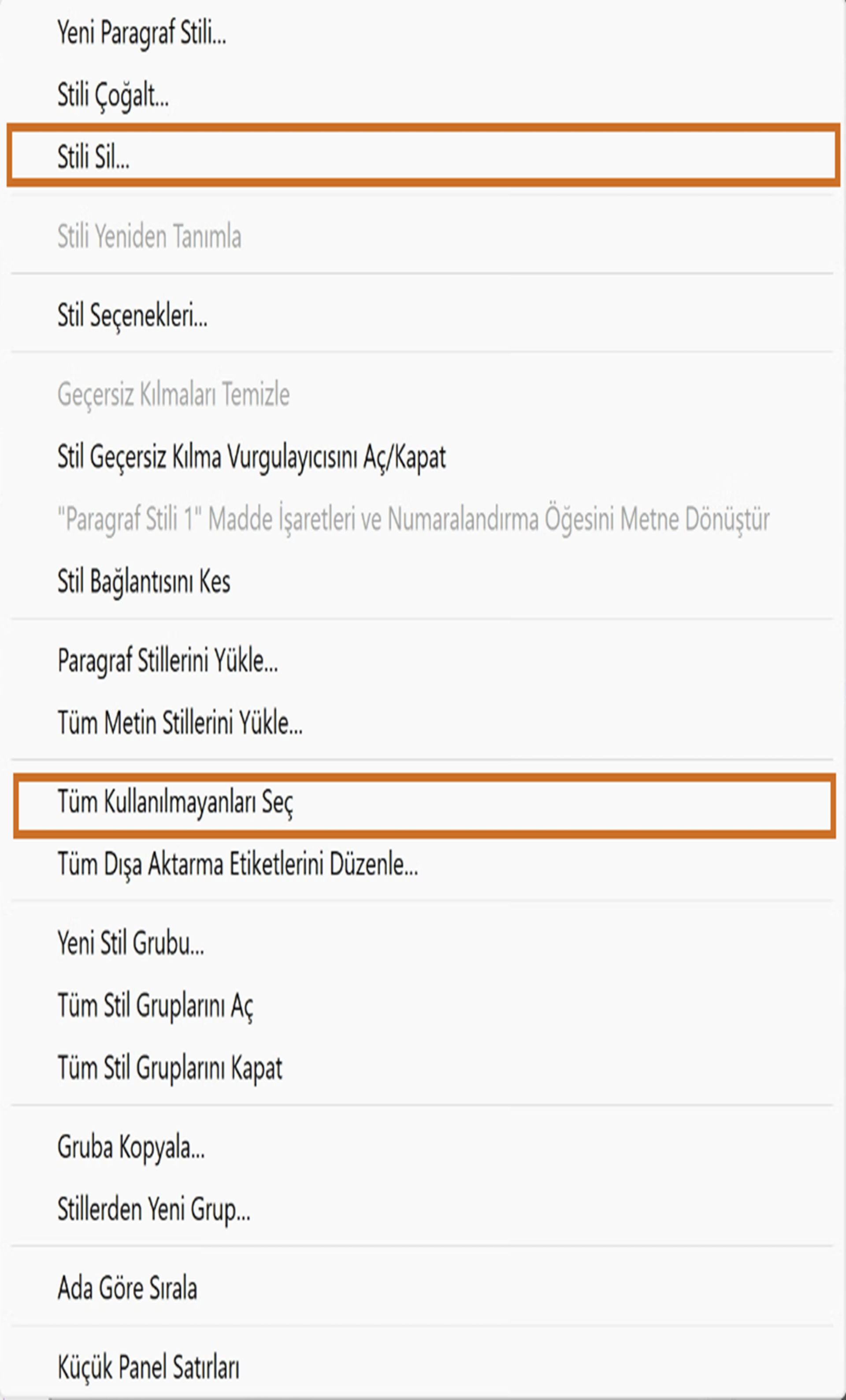 InDesign'da Karakter ve Paragraf Stillerini Silme