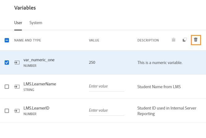 Delete a variable