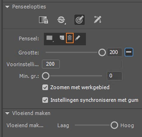 Aangepast penseel verwijderen