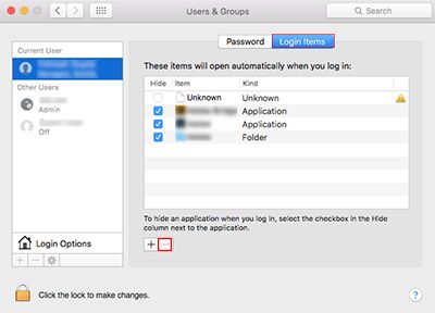 Remover os itens de login