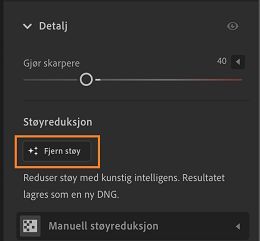 Fjern støy-funksjonen i panelet Detaljer.