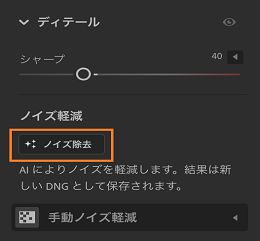 ディテールパネルのノイズ除去機能。