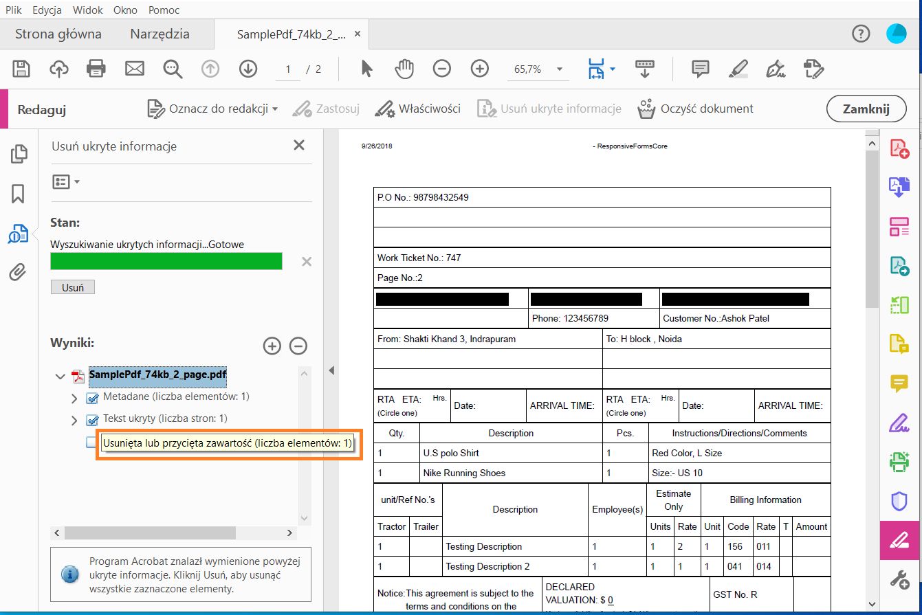 Odznaczanie opcji Usuń nakładające się obiekty