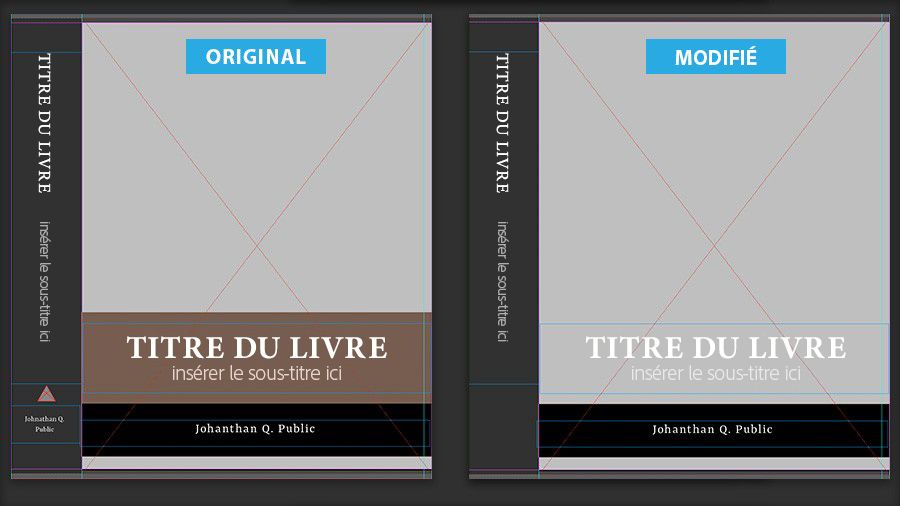 Comparaison côte-à-côte des couvertures du livre originale (à gauche) et modifiée (à droite)