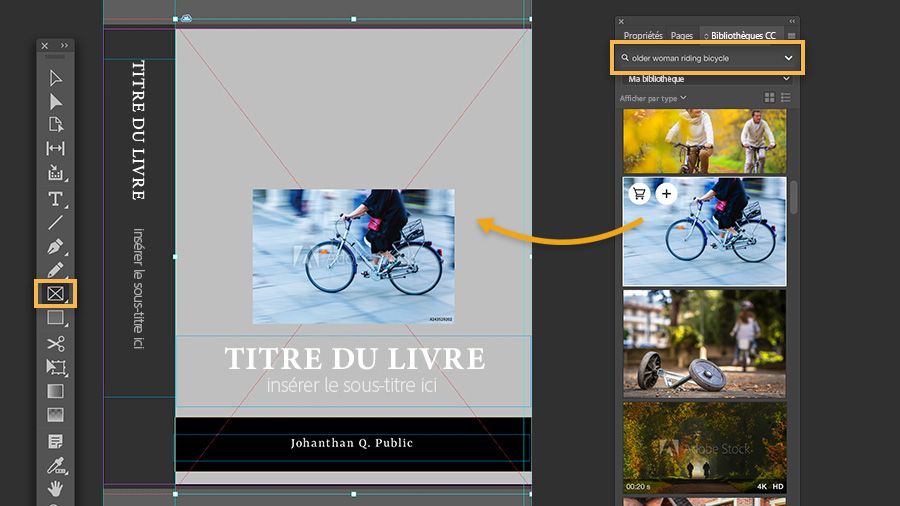 Sélectionnez une vignette Adobe Stock dans la fenêtre Bibliothèques CC et faites-la glisser sur le bloc.