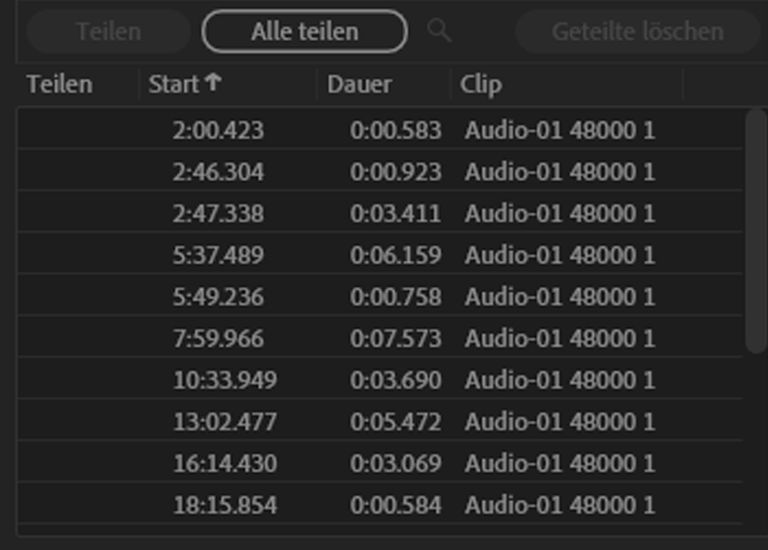 Erkannte Clips