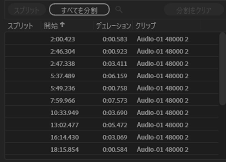 検出されたクリップ
