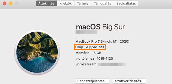 Keresse meg, hogy milyen chipet használ a Mac