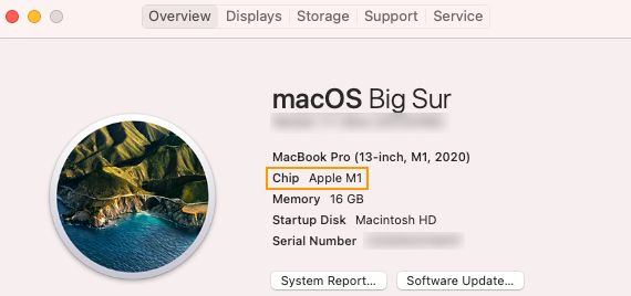 ابحث عن المعالج التي يستخدمها جهاز Mac