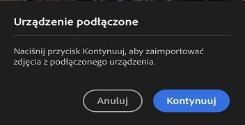 Aby uzyskać dostęp do zdjęć i filmów znajdujących się na podłączonym nośniku, kliknij przycisk Kontynuuj.