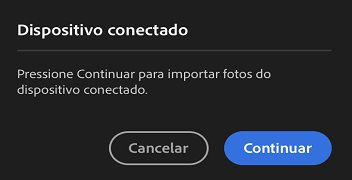 Para acessar fotos e vídeos em sua mídia conectada, clique em Continuar.