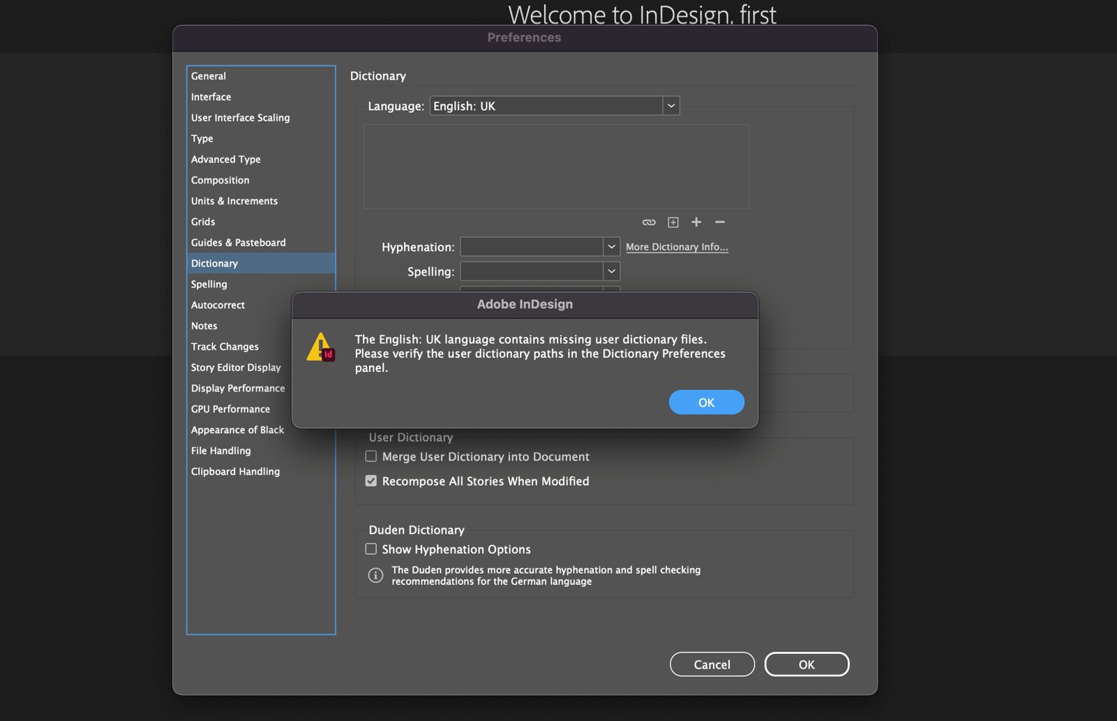 辞書が見つからない