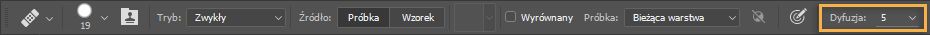 Sterowanie suwakiem dyfuzji w programie Photoshop