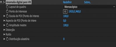 Configurações de Anomalia digital para VR
