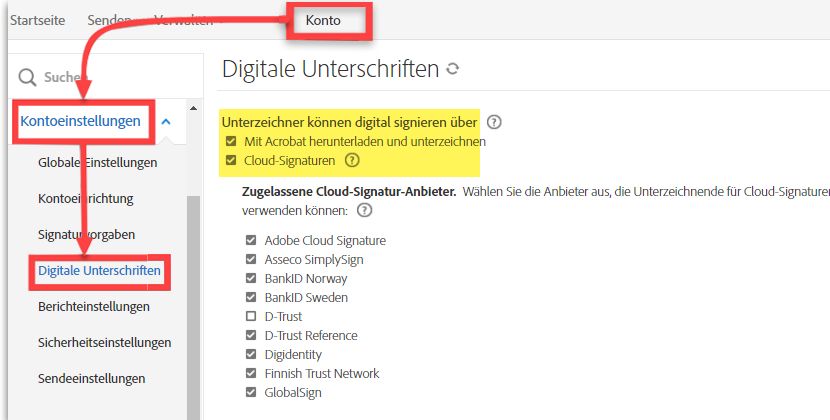 Digitalsignatur-Option