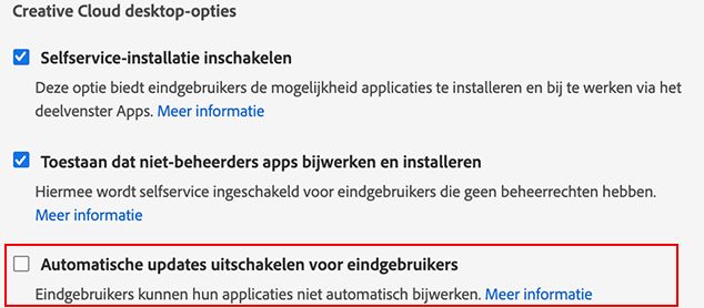 Automatische updates uitschakelen voor eindgebruikers