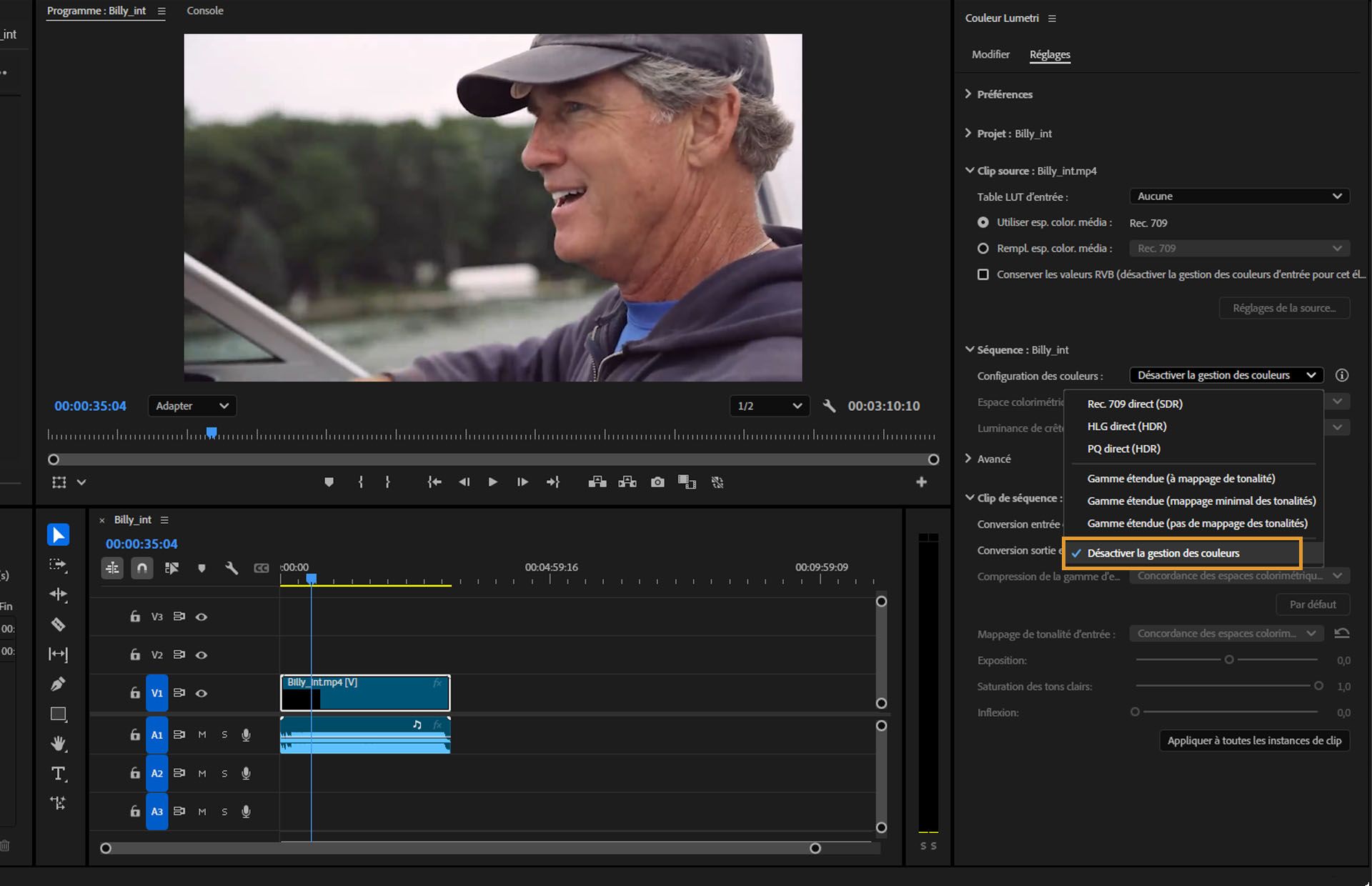 Désactiver la gestion des couleurs vous permet de conserver les propriétés de couleur d’origine de vos médias sans réglage automatique.