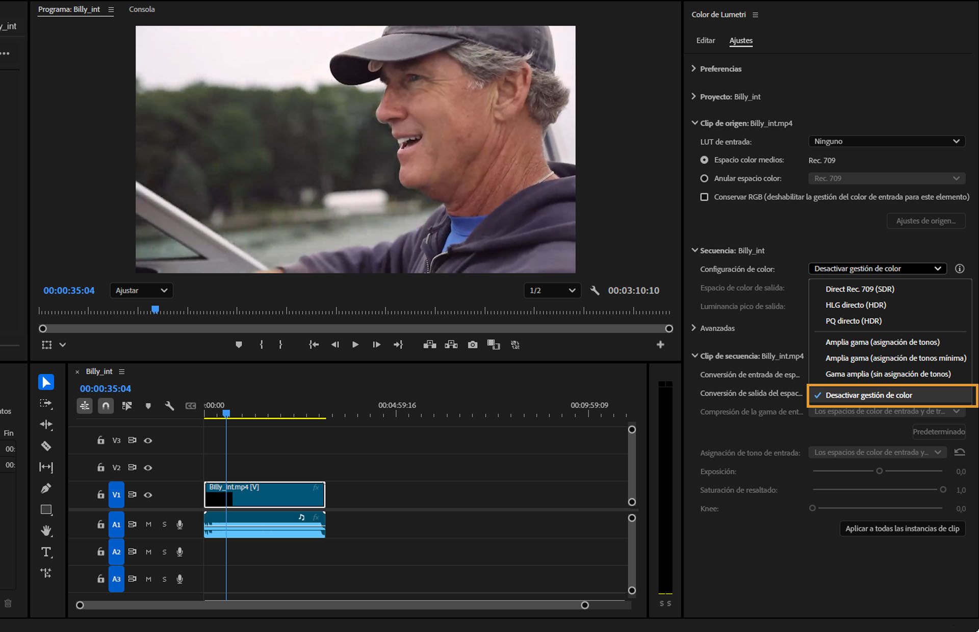 La desactivación de la gestión de color le permite mantener las propiedades de color originales de los medios sin ajustes automáticos.