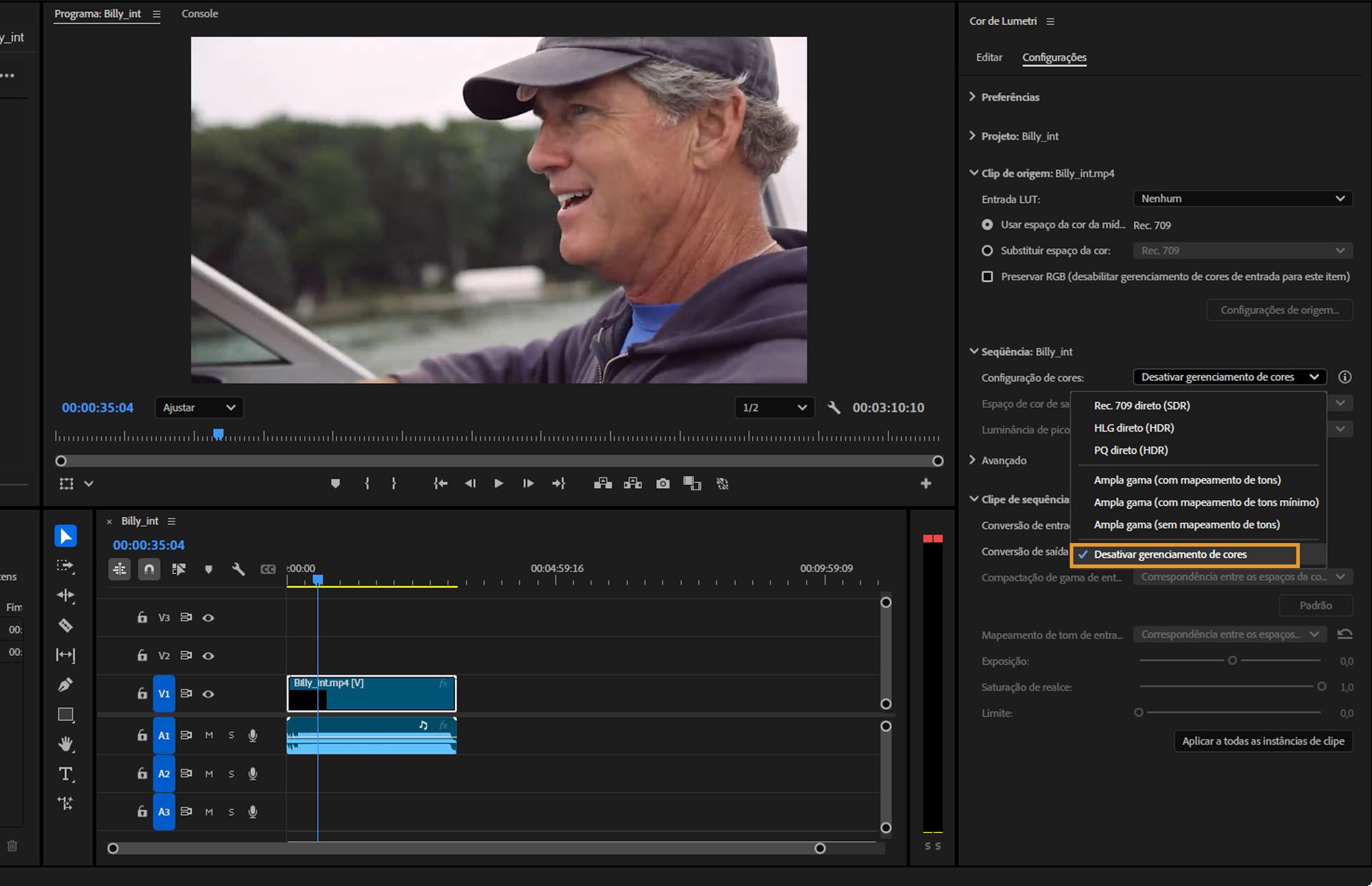 Desabilitar o gerenciamento de cores permite manter as propriedades de cor originais da mídia sem ajustes automáticos.