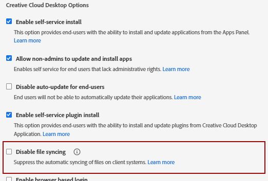 Dateisynchronisation deaktivieren