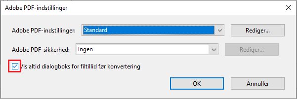 Fjern markeringen i afkrydsningsfeltet for at deaktivere sikkerhedsdialogboksen