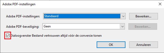 Schakel het selectievakje uit om het beveiligingsvenster uit te schakelen