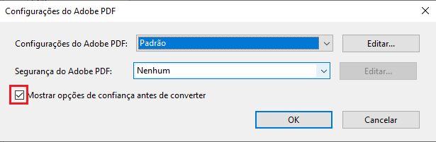 Cancele a seleção para desativar a caixa de diálogo de segurança
