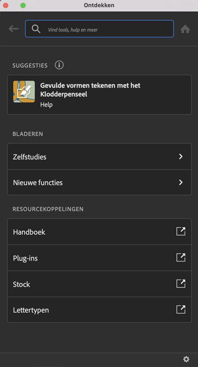 Voorkeuren in het deelvenster Ontdekken