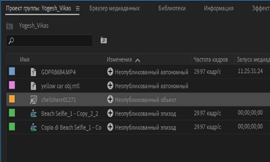 Отображение связанного проекта группы