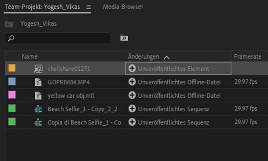 Anzeige des verknüpften Teamprojekts