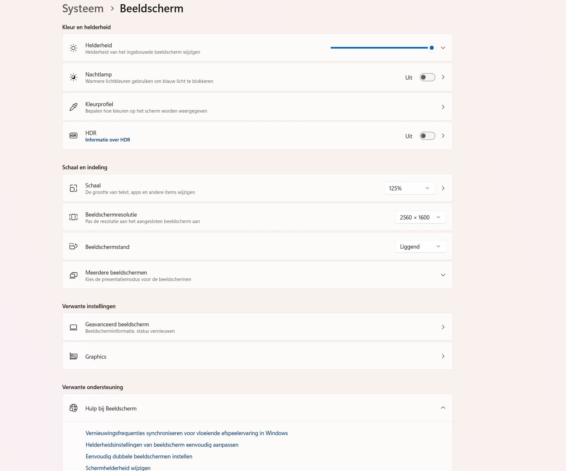 Een schermafbeelding met het dialoogvenster Weergave