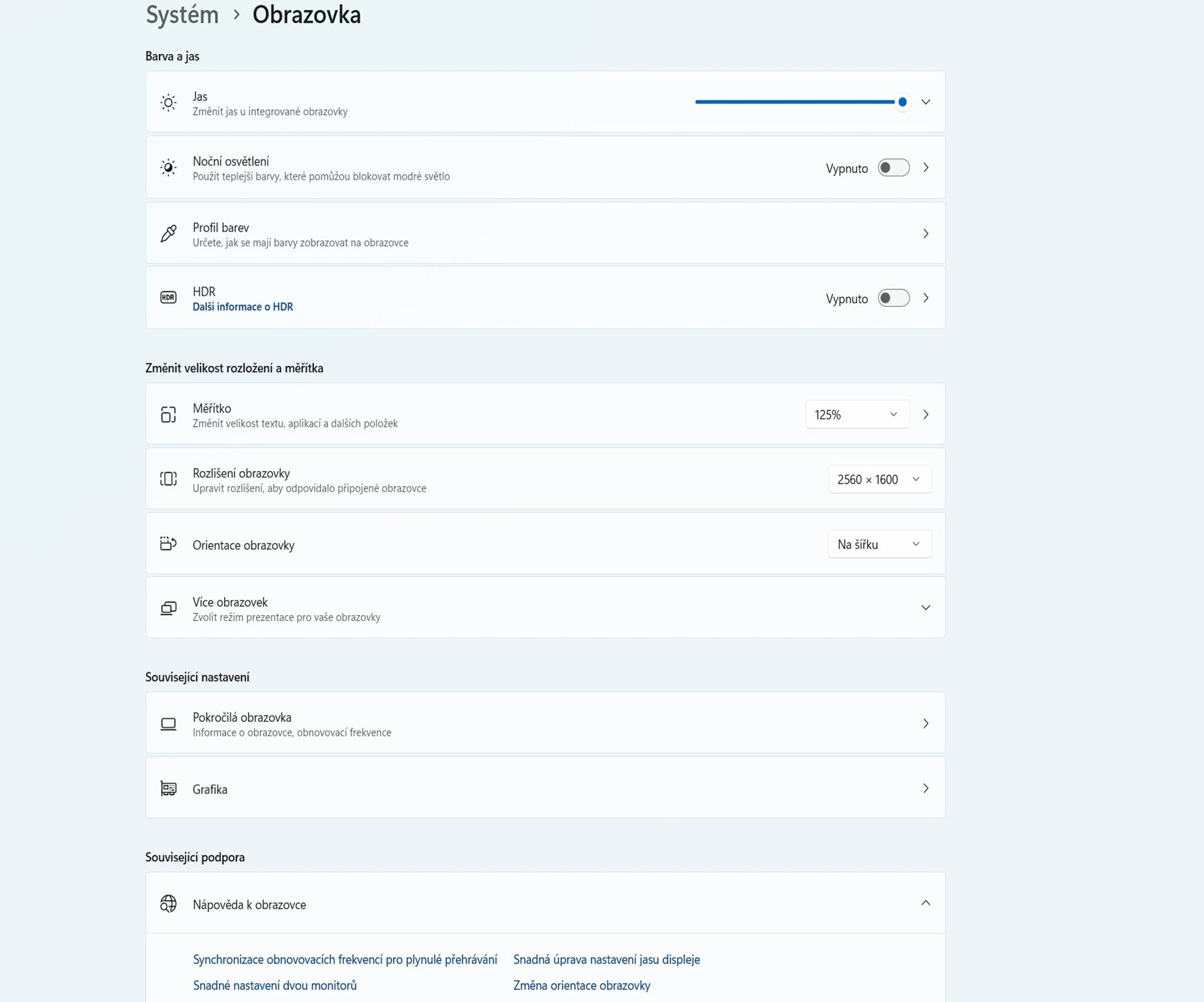 Snímek obrazovky zobrazující dialogové okno Zobrazení