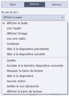 Option Afficher le texte