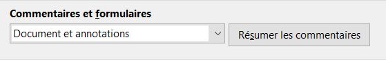Options Commentaires et formulaires dans Acrobat