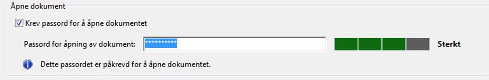 Velg Krev passord for å åpne dokumentet