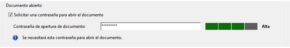 Seleccionar Solicitar una contraseña para abrir el documento