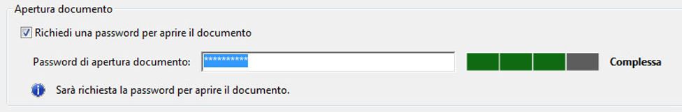 Selezionare Richiedi una password per aprire il documento